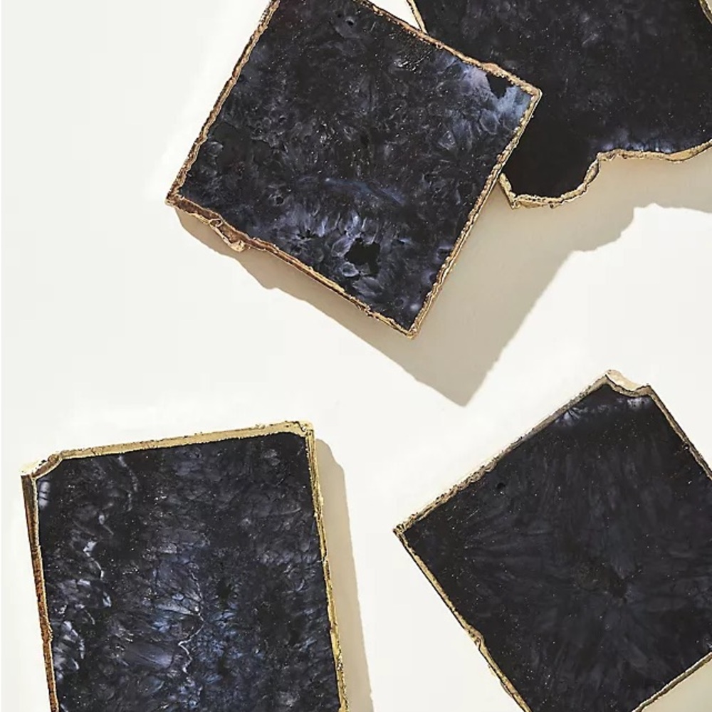 Marble coaster 1 pcs  Anthropologie dark purple and gold